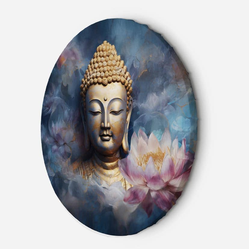 Tela rotonda immagine Buddha e fiori Zen