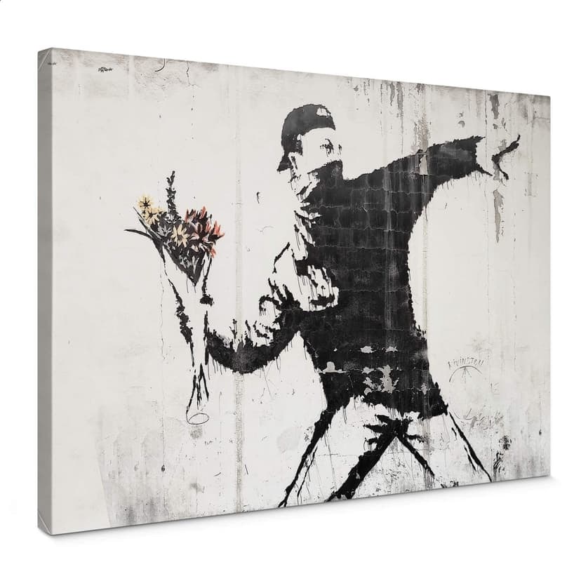 Stampa su tela Banksy - Il lanciatore di fiori