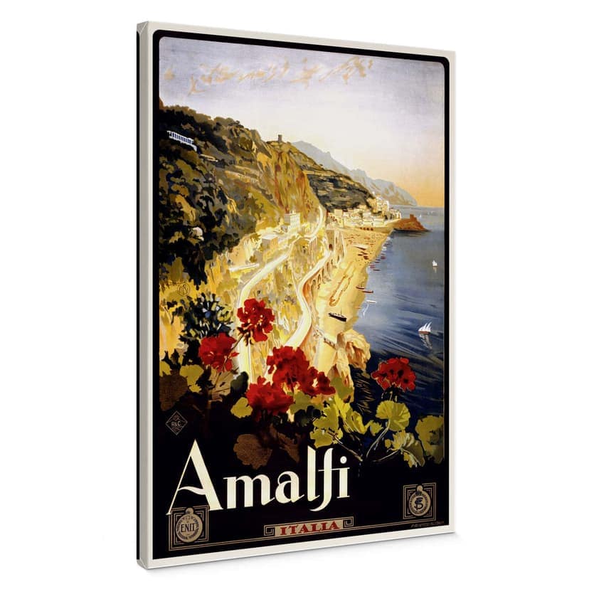 Stampa su tela Vintage Travel - Amalfi