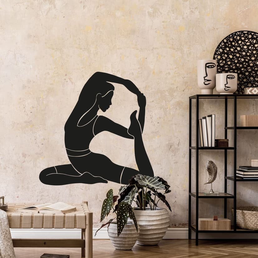 Adesivo murale yoga re silhouette colomba unicolore
