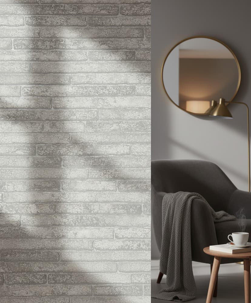Carta da parati in tessuto non tessuto effetto pietra moderna in grigio