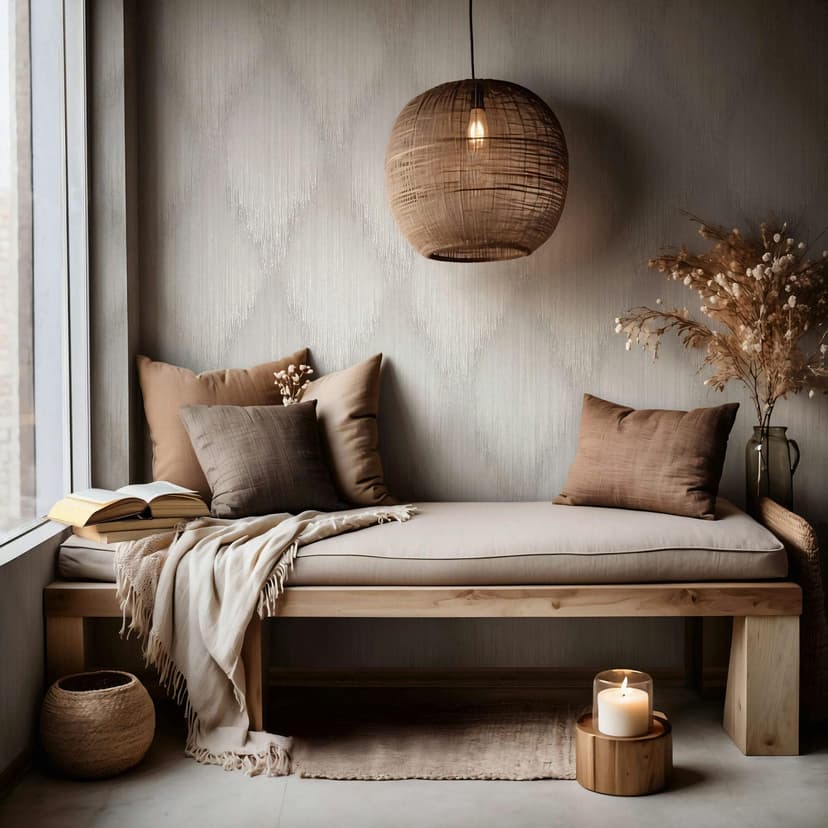 Carta da parati in tessuto non tessuto a strisce, strisce a rombi moderne in beige