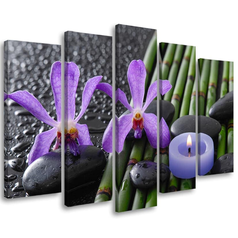 Stampa su tela 5 pezzi Candela di fiori Zen di bambù