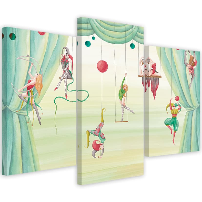 Stampa su tela in 3 pezzi, acrobata del circo