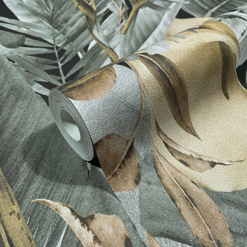 Carta da parati a fiori in tessuto non tessuto Spirit of Jungle grigio, marrone