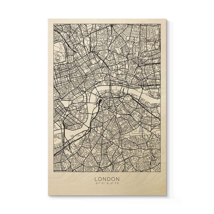 Stampa su legno - Piantina Londra