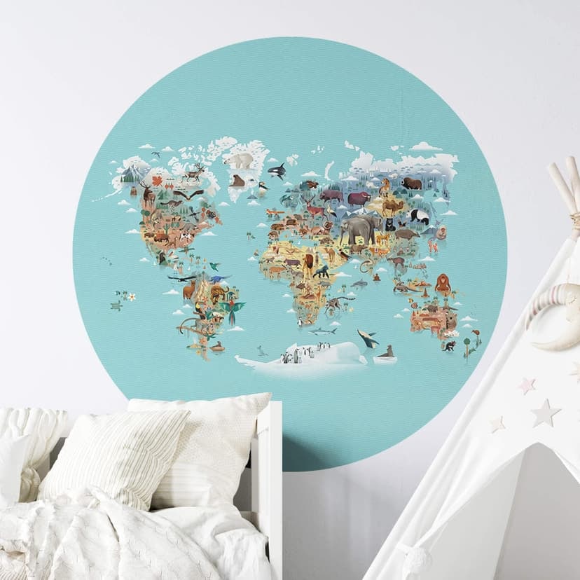 Adesivo murale Mappa del mondo - Braun