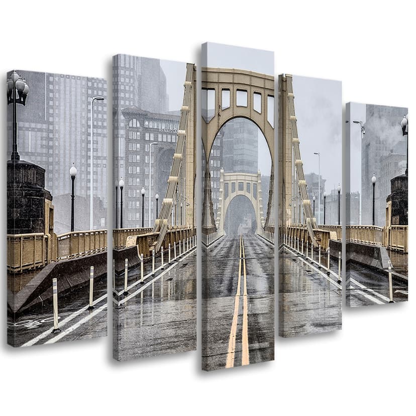 Stampa su tela 5 parti, Ponte di Brooklyn a New York