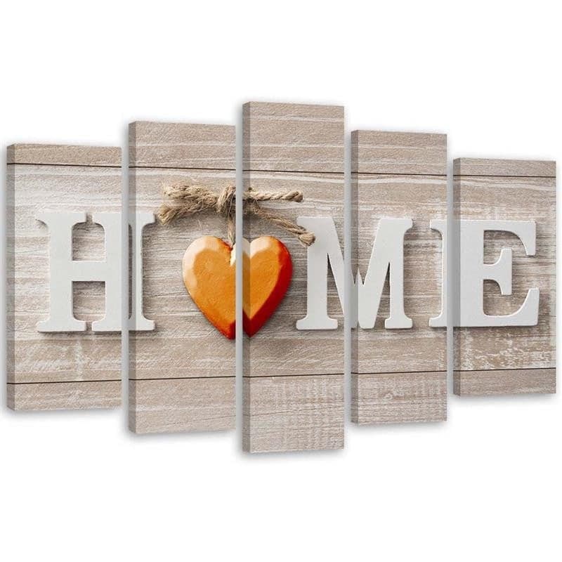Stampa su tela 5 pezzi Home Heart Wood Shabby
