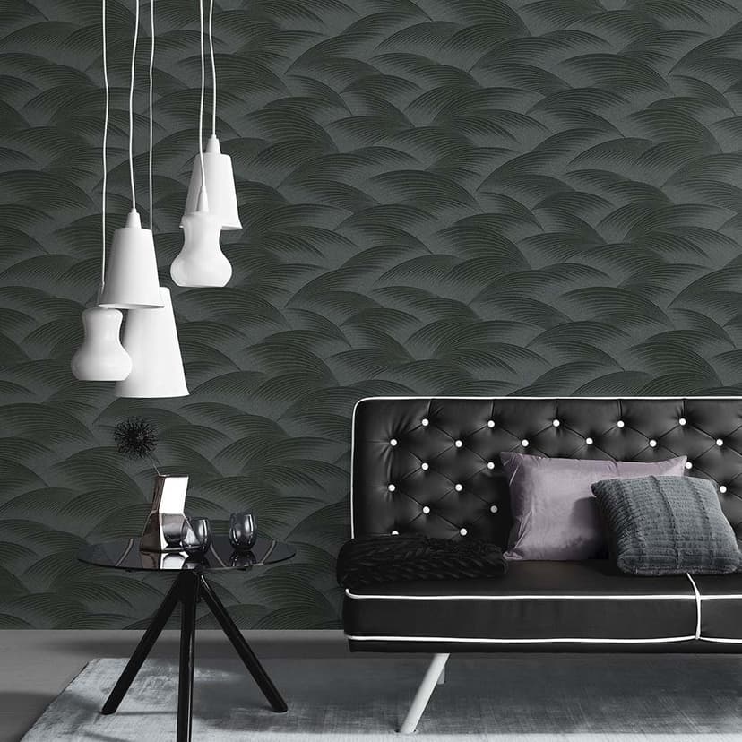 Carta da parati ondulata, carta da parati a motivi Fashion for Walls 4 di Guido Maria Kretschmer nero