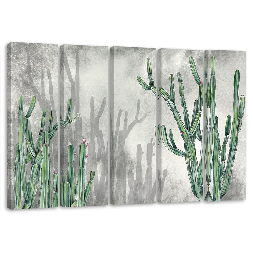 Stampa su tela 5 pezzi, grande cactus del deserto