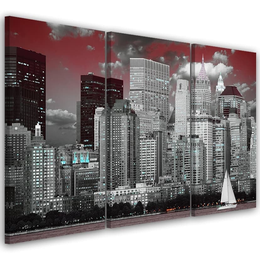 Stampa su tela 3 pezzi, grattacieli dello skyline di New York