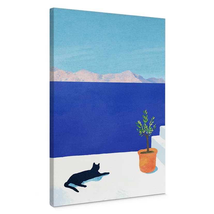 Stampe su tela Siesta con gatto al mare - Rivers