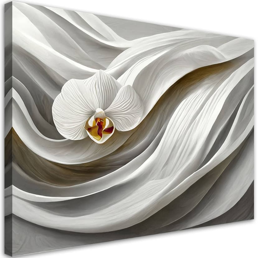 Stampa su tela, orchidea bianca e astrazione 3D