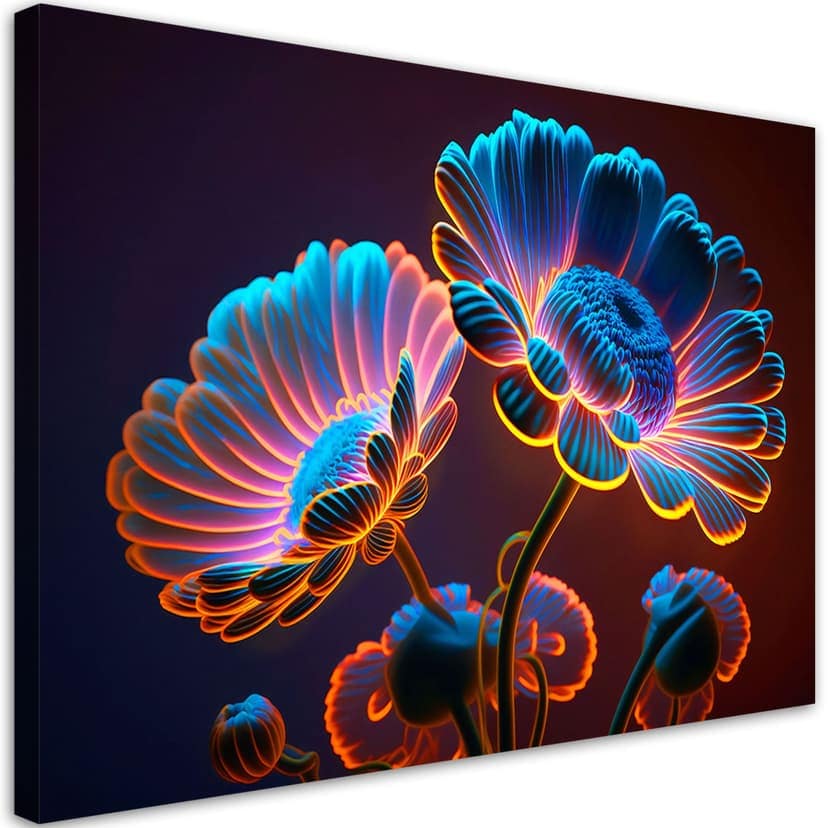 Stampa su tela, fiori al neon