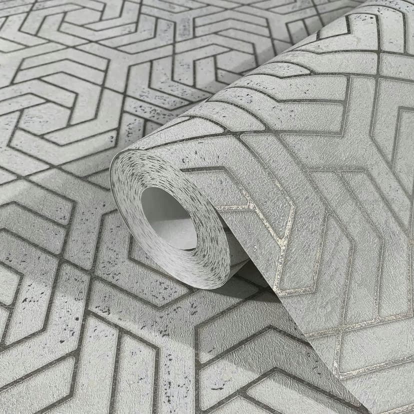 Carta da parati in tessuto non tessuto 3D look grey graphic