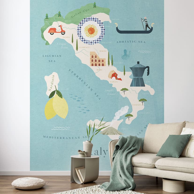 Fotomurale Mappa dell'Italia - Rivers