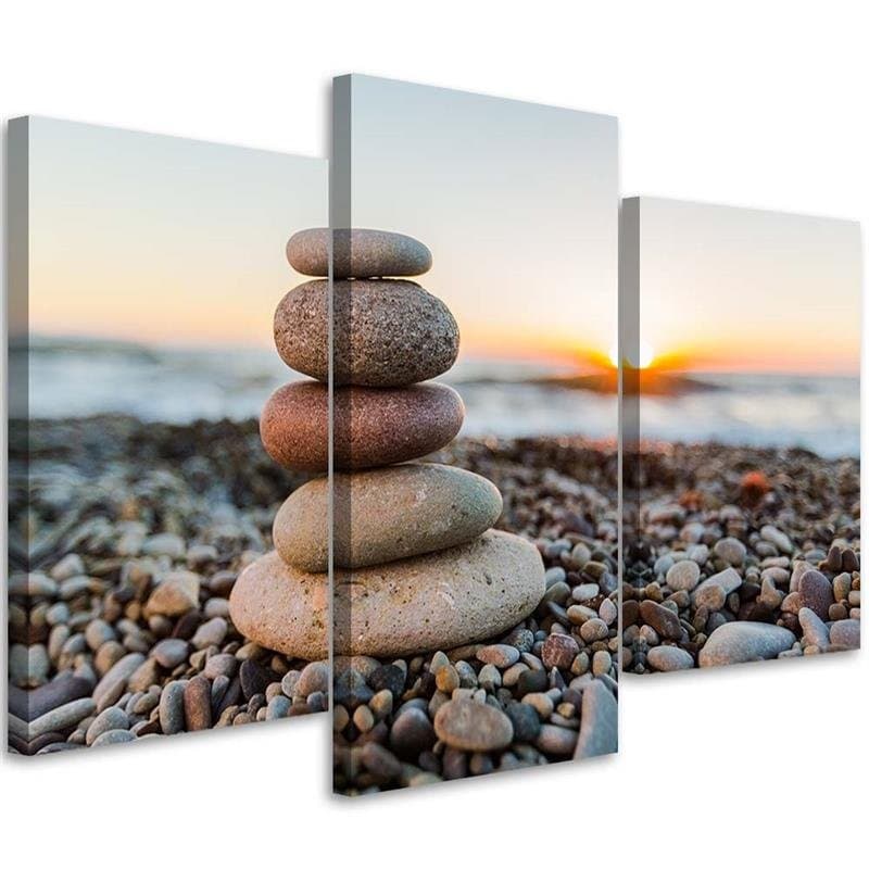 Stampa su tela 3 pezzi Stone Sea Beach Zen