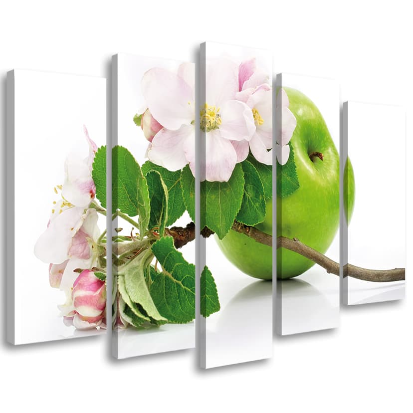 Stampa su tela 5 pezzi, fiori di frutta di mele