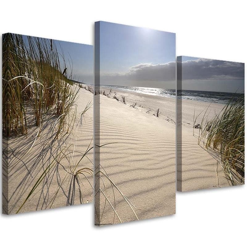 Stampa su tela 3 pezzi, spiaggia mare dune natura