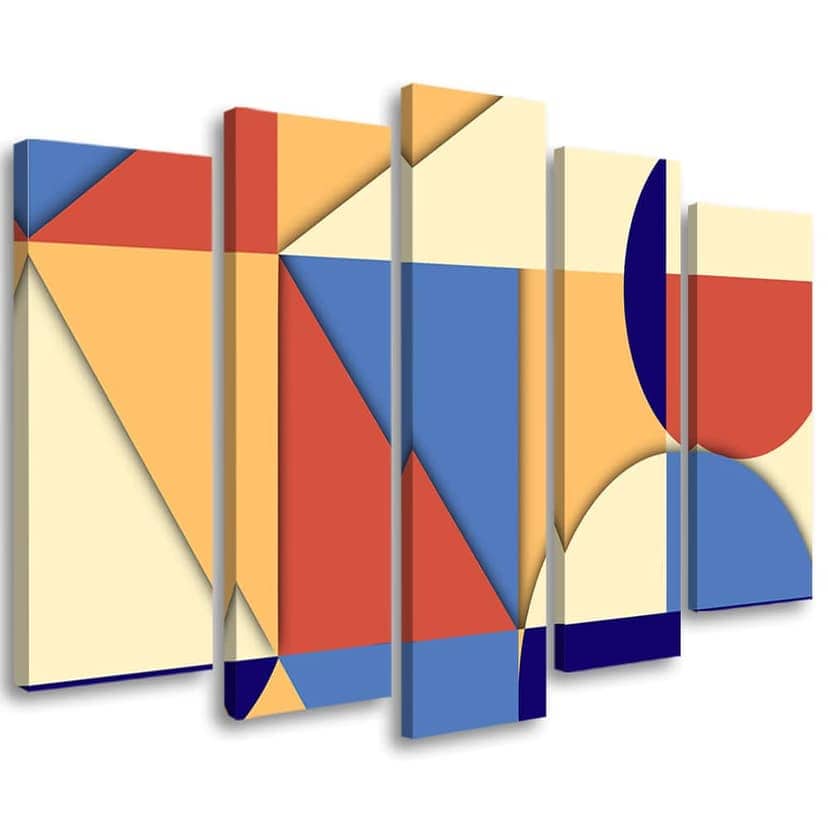 Stampa su tela 5 pezzi, Forme di astrazione geometrica