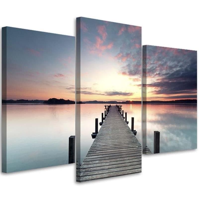 Stampa su tela 3 pezzi, Jetty Lake Sunset