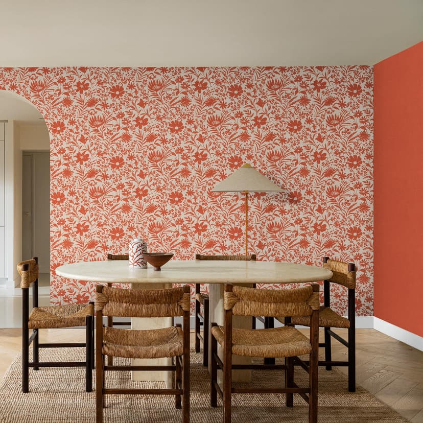 Carta da parati a fiori e tessuto non tessuto Paraiso rosso