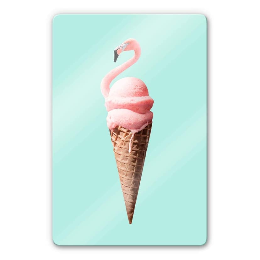 Glasbild Loose - Flamingoeis