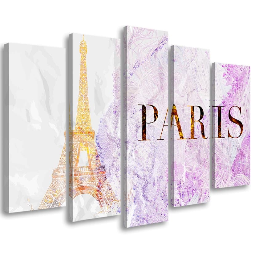 Stampa su tela 5 pezzi, Paris Eiffel Tower Glamour