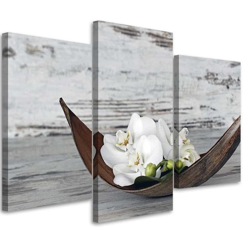 Stampa su tela 3 pezzi, legno di fiori di orchidea
