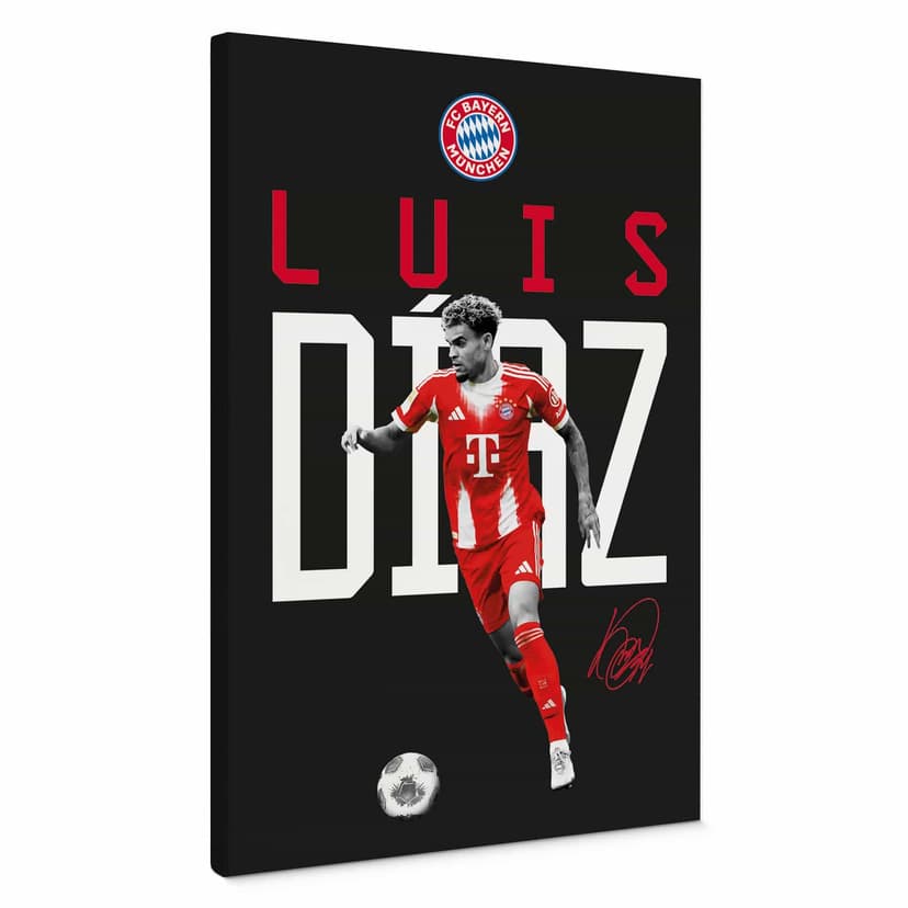 Stampe su tela del giocatore del FC Bayern Luis Diaz 2025/26