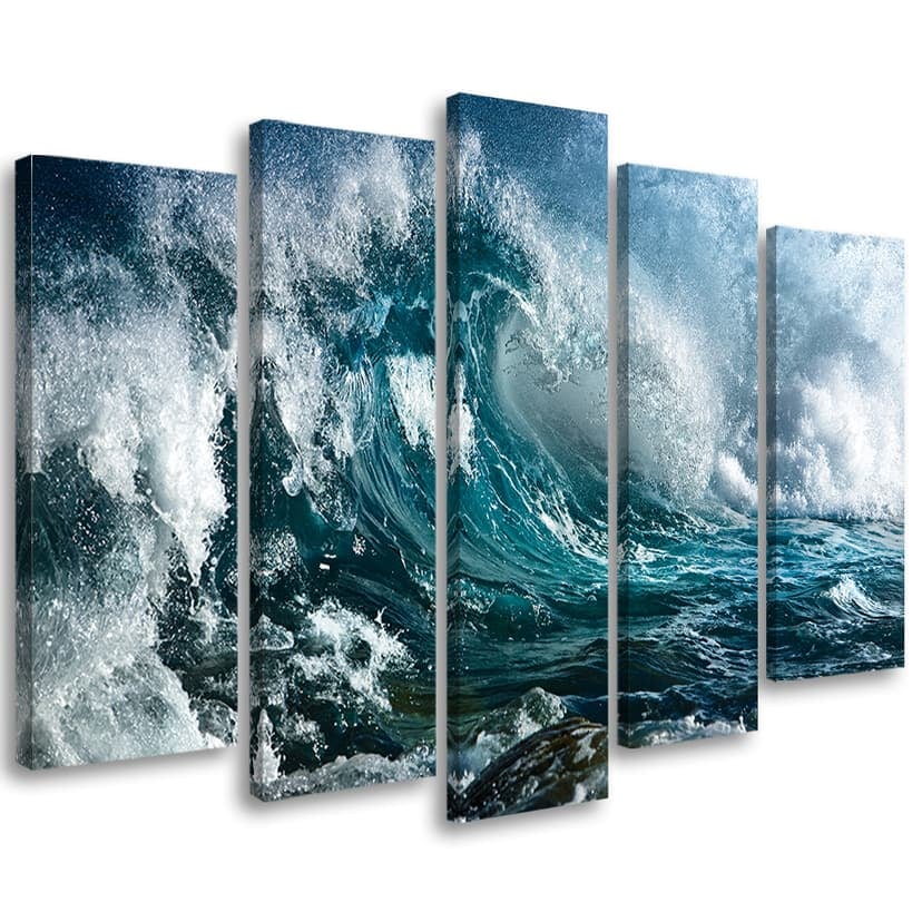 Stampa su tela 5 pezzi Mare Oceano Onde