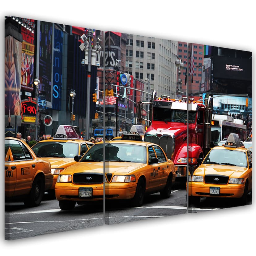 Stampa su tela 3 pezzi, Taxi Times Square New York