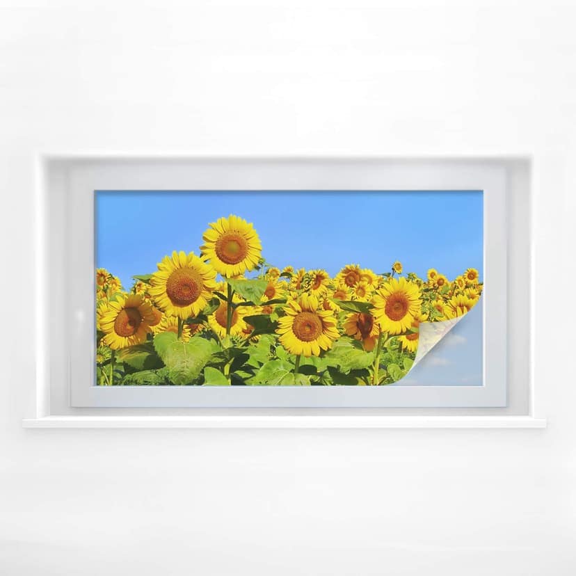 Pellicola adesiva per vetri - campo di girasoli (panoramica)