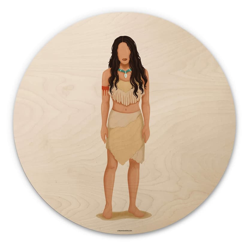 Stampa su legno Tohmé - Pocahontas - tondo