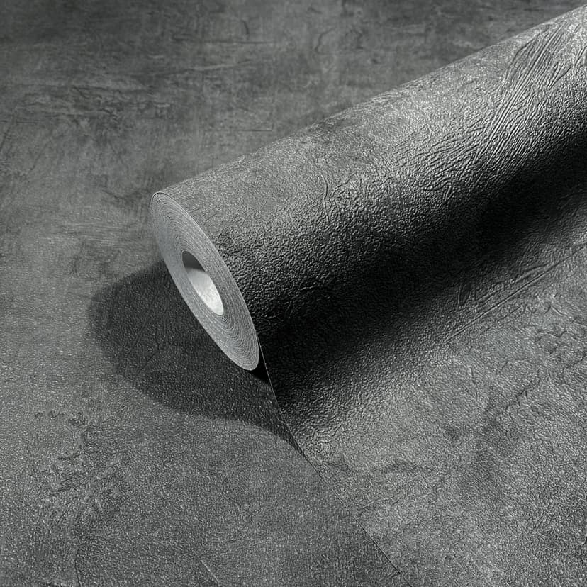 Carta da parati in tessuto non tessuto effetto cemento, antracite Texture