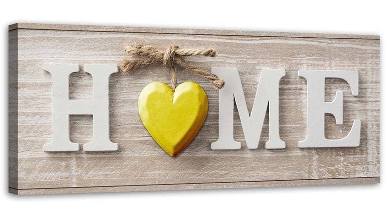 Stampe su tela, iscrizione Casa Cuore Legno