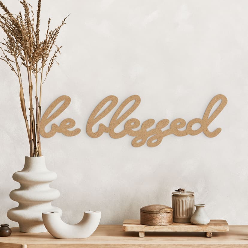 scritta 3D Be blessed - MDF natura