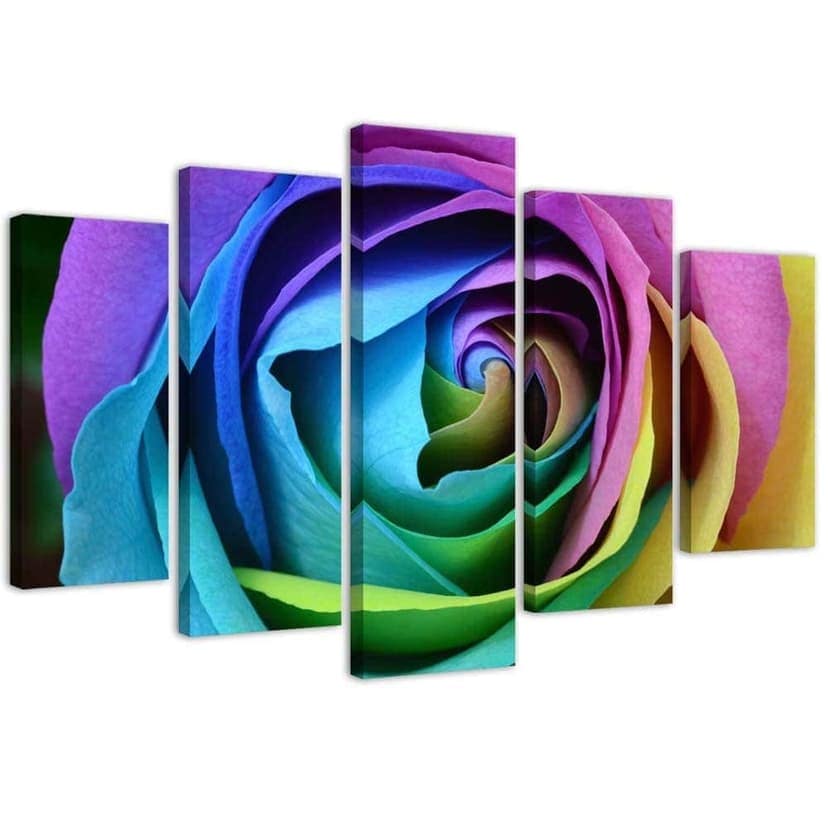 Stampa su tela 5 pezzi, fiore rosa colorato