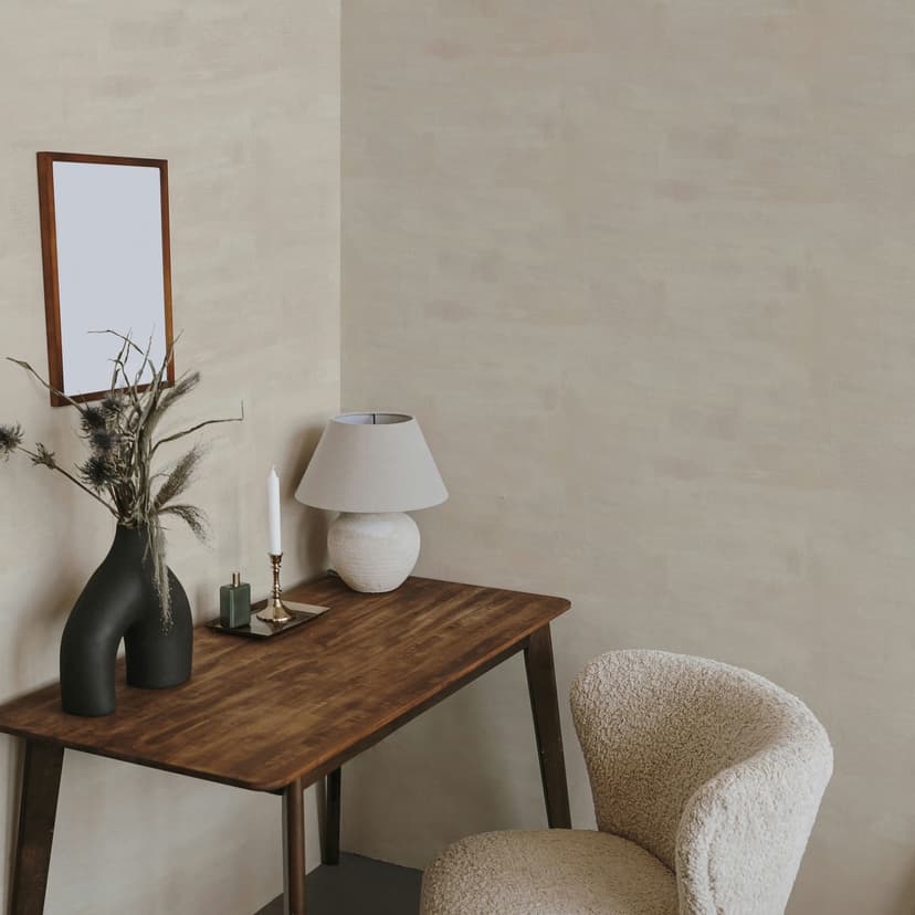 Carta da parati in tessuto non tessuto effetto intonaco, aspetto cemento, tinta unita geometrica opaca in beige