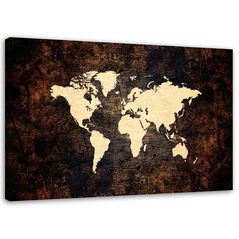 Stampe su tela, Mappa del mondo in marrone