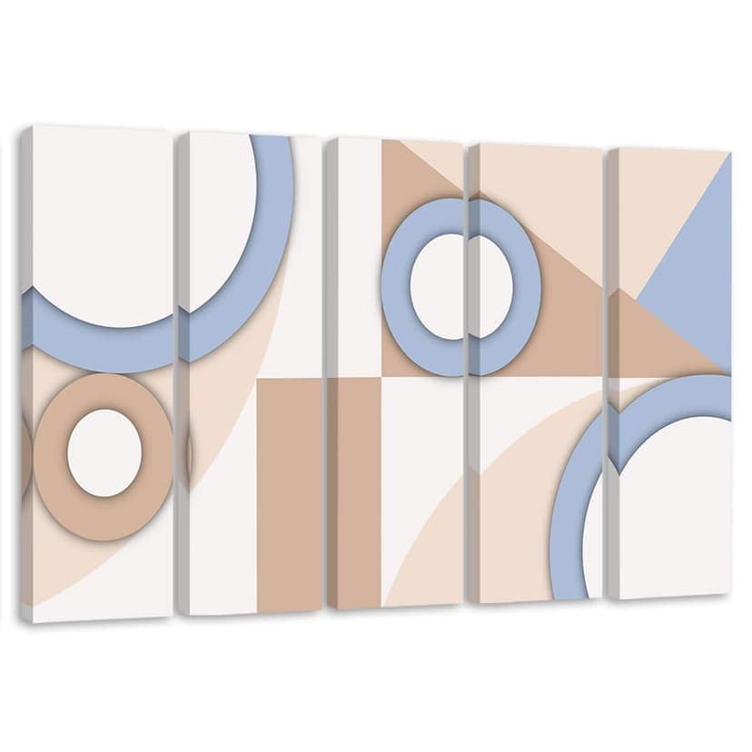 Stampa su tela 5 pezzi, Forme di astrazione geometrica