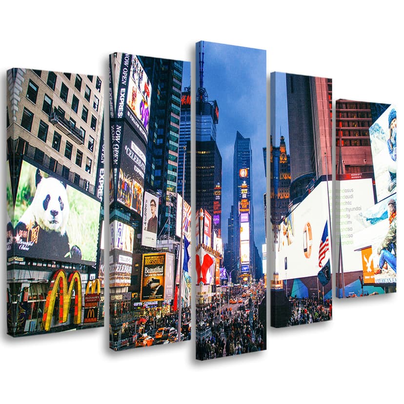 Stampa su tela 5 parti, New York Times Square
