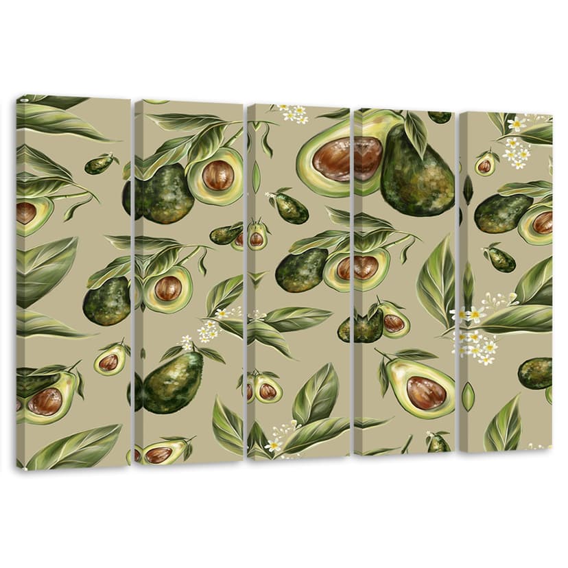 Stampa su tela 5 pezzi, metà avocado