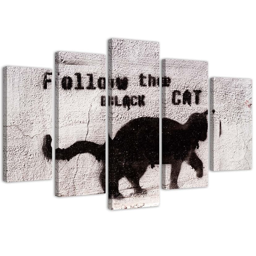 Stampa su tela 5 pezzi Black Cat Texture Concrete
