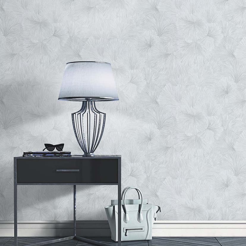 Carta da parati a foglia, carta da parati a motivi Fashion for Walls 4 di Guido Maria Kretschmer argento