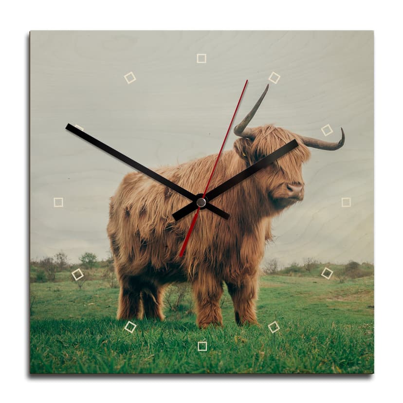 Orologio in legno - Highland Cow 03