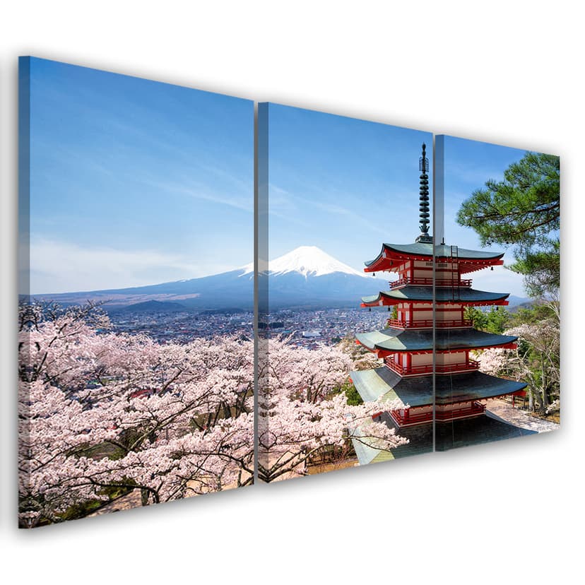 Stampa su tela in 3 pezzi, Giappone Monte Fuji