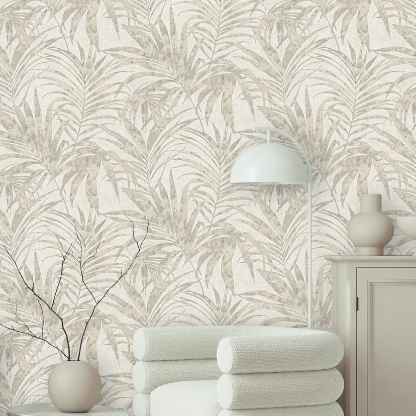 carta da parati a fiori, tessuto non tessuto Novamur Yvi bianco, grigio