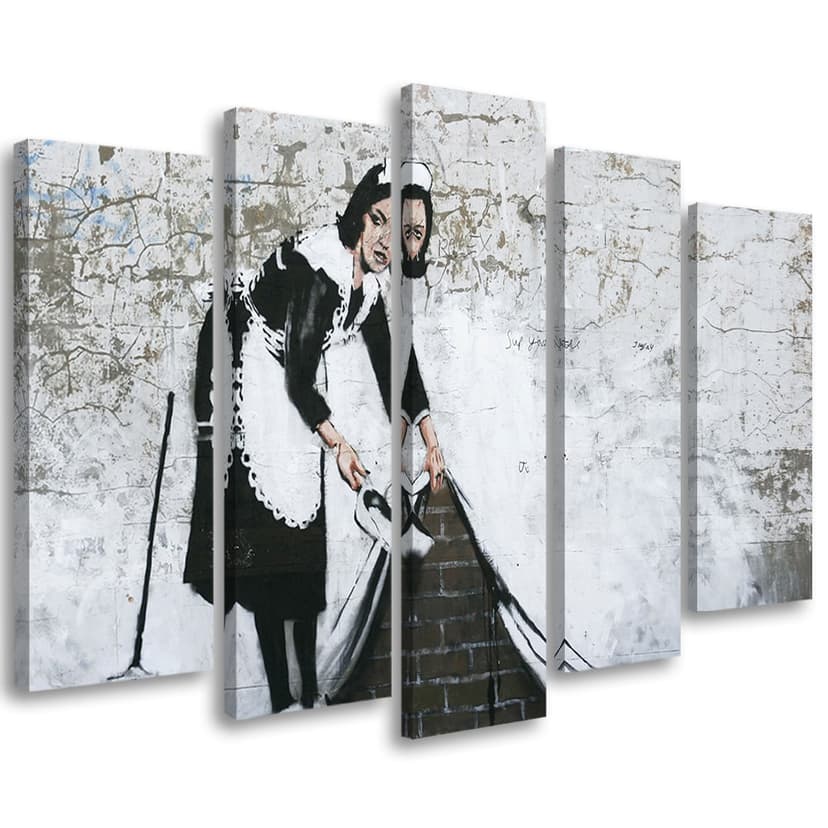 Stampa su tela 5 pezzi, Banksy Maid Street Art